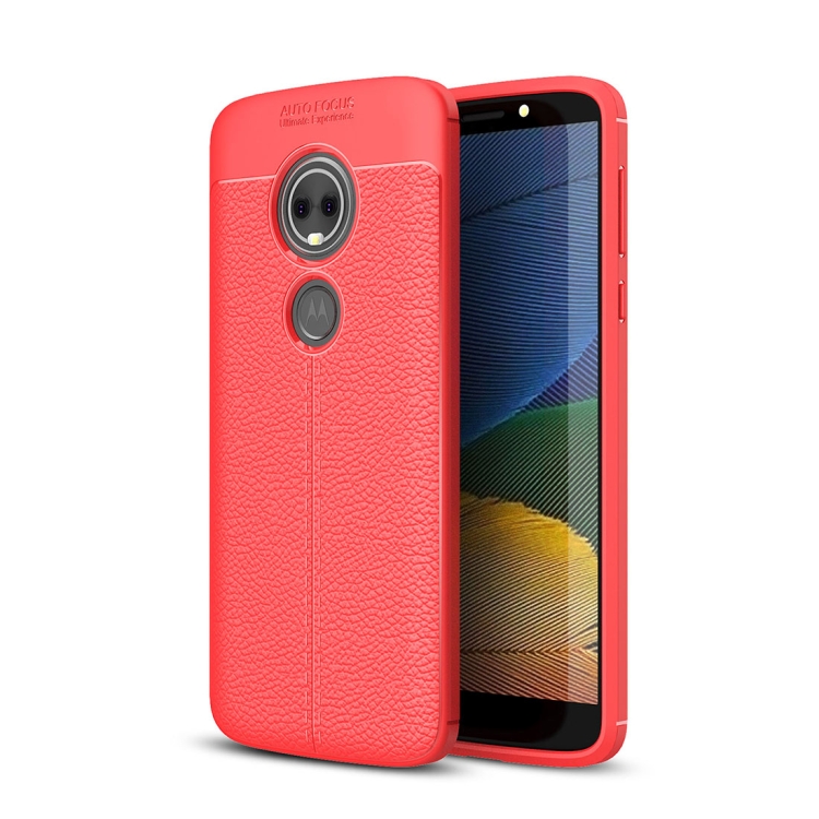 

For Motorola Moto E5 Litchi Texture Soft TPU Protective Back Cover Case (Red)