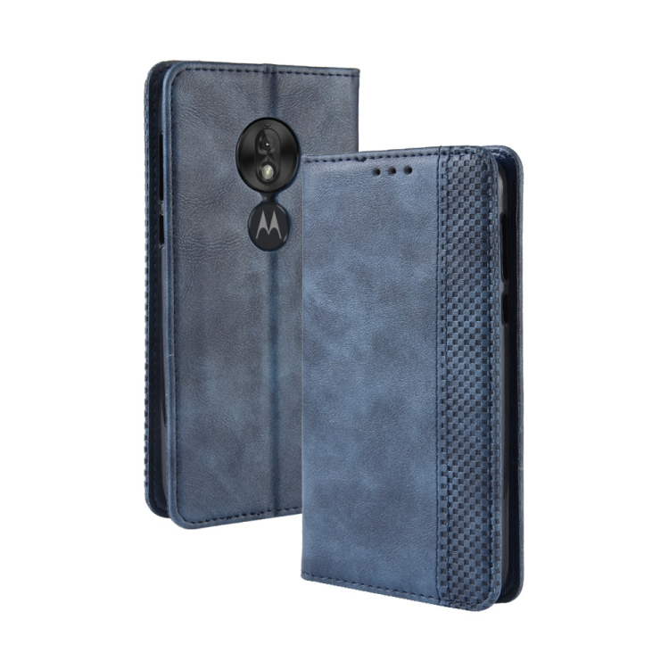 

Magnetic Buckle Retro Texture Horizontal Flip Leather Case for Motorola Moto G7 Play (US Version), with Holder & Card Slots & Wallet (Blue)