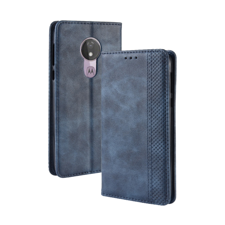 

Magnetic Buckle Retro Texture Horizontal Flip Leather Case for Motorola Moto G7 Power (US Version), with Holder & Card Slots & Wallet (Blue)