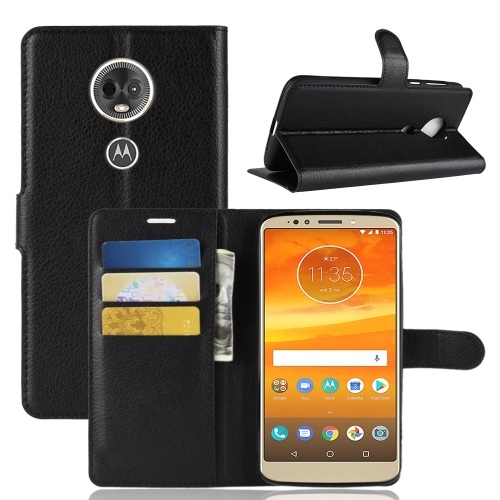 

Litchi Texture Horizontal Flip Leather Case for Motorola Moto E5 Plus (Brazil / EU Version), with Wallet & Holder & Card Slots (Black)