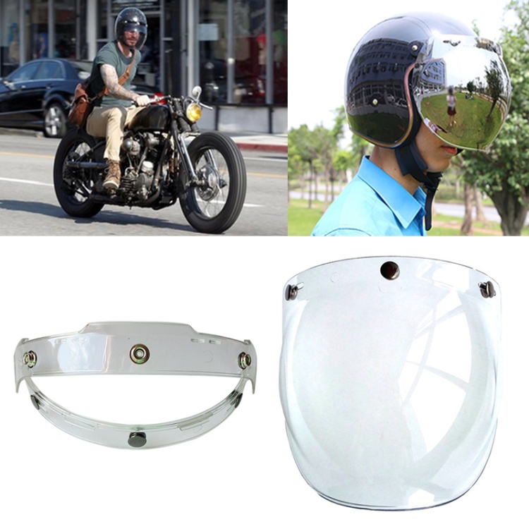 

Soman Motorcycle Bubble Visor Open Face Helmet Visor Helmet Windshield Shield with Transparent Frame(Transparent)