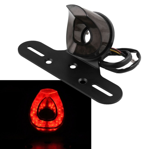 

MB-LPF001-BK Motorcycle Modified Universal Retro Heart-shaped LED Tail Light with License Plate Frame Function