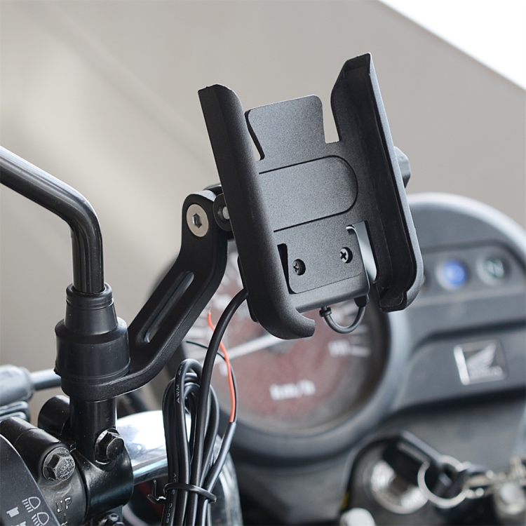

CS-856D1 Motorcycle Rotatable Chargeable Aluminum Alloy Mobile Phone Holder, Mirror Holder Version(Black)