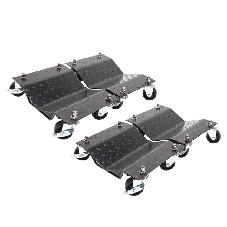 

[US Warehouse] 4 PCS V-shaped Non-slip Diamond Car Wheel Dolly with 3 inch Casters & Brakes, Bearable Weight: 1000lbs