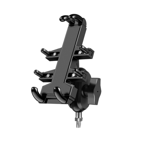 

M10 Bolt Ball-Head Motorcycle Handlebar Multi-function Eight-jaw Aluminum Alloy Mobile Phone Navigation Holder Bracket, Width of Phone: 6.5-10.2cm