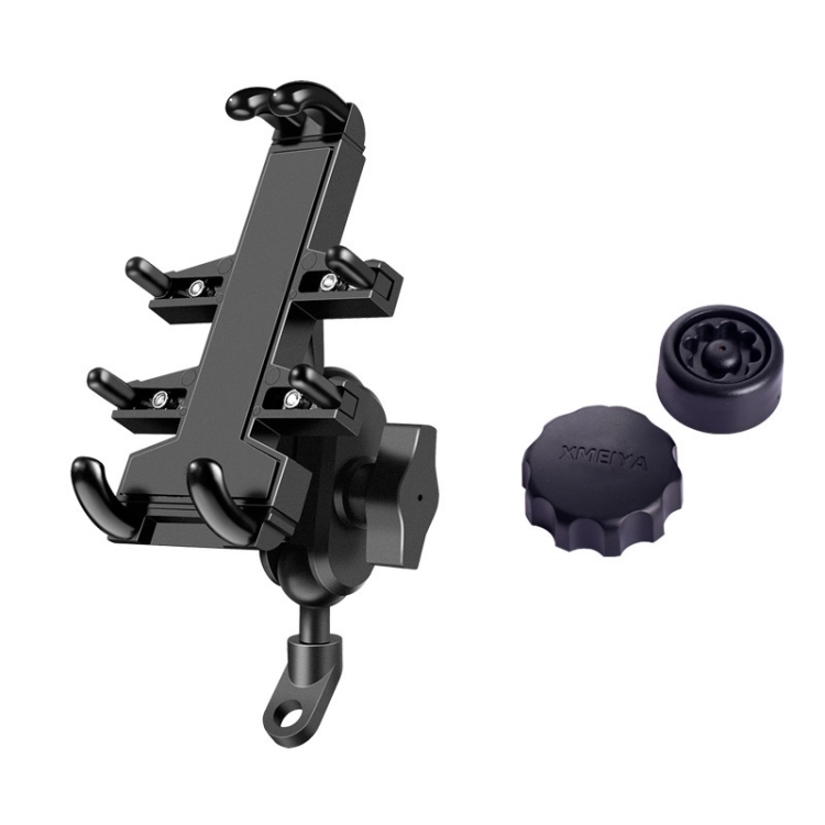 

Tilt Rearview Mirror Screw Hole Ball-Head Motorcycle Handlebar Multi-function Eight-jaw Aluminum Alloy Mobile Phone Navigation Holder Bracket with Anti-theft Knobs, Width of Phone: 6.5-10.2cm