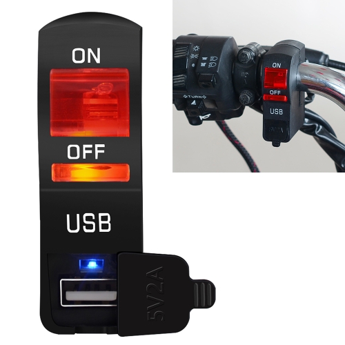 

CS-838B 12V 2A Motorcycle Waterproof Mobile Phone USB Charger with Indicator Light Switch(Red)