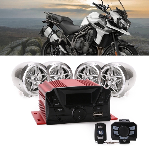 

Speedpark Motorcycle Waterproof Audio MP3 USB Alarm FM Bluetooth Amplifier Anti-Theft Speaker