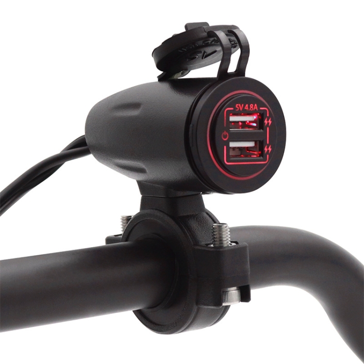 

Motorcycle USB Charger with Waterproof Cover Switch Control (Red Light)