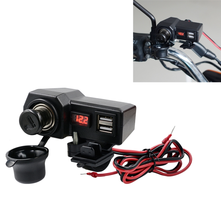 

CS-1072B1 Motorcycle Dual USB Charger + Voltmeter with Cigarette Lighter & Cigarette Butts (Black)