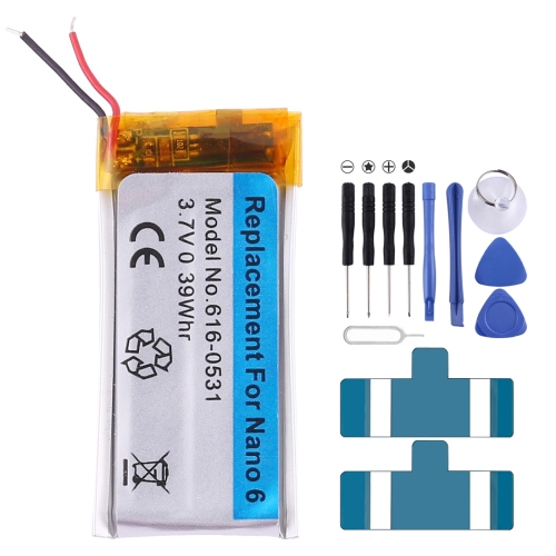 

3.7V 0.39Whr Rechargeable Replacement Li-polymer Battery for iPod nano 6