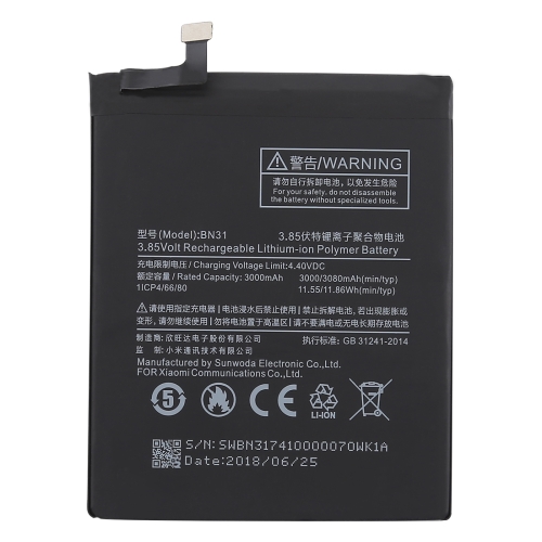 

3000mAh Li-Polymer Battery BN31 for Xiaomi Mi 5X