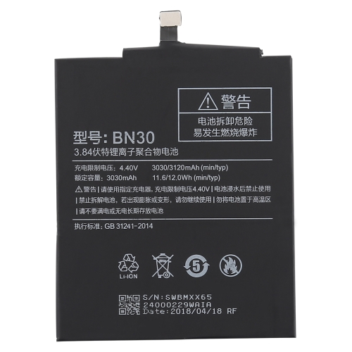 

3030mAh Li-Polymer Battery BN30 for Xiaomi Redmi 4A