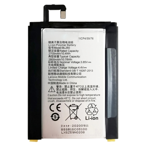 

Original 2700mAh BL260 Li-Polymer Battery for Lenovo Vibe S1 Lite