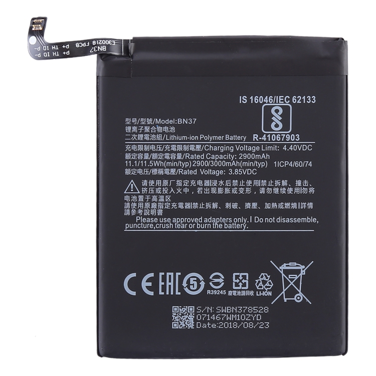 

2900mAh Li-Polymer Battery BN37 for Xiaomi Redmi 6 / 6A