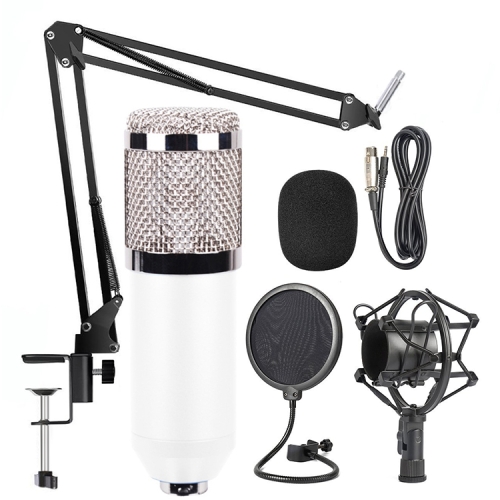 

BM-800 Mic Kit Condenser Microphone with Adjustable Mic Suspension Scissor Arm, Shock Mount and Double-layer Pop Filter, For Studio Recording, Live Broadcast, Live Show, KTV, etc.(White)