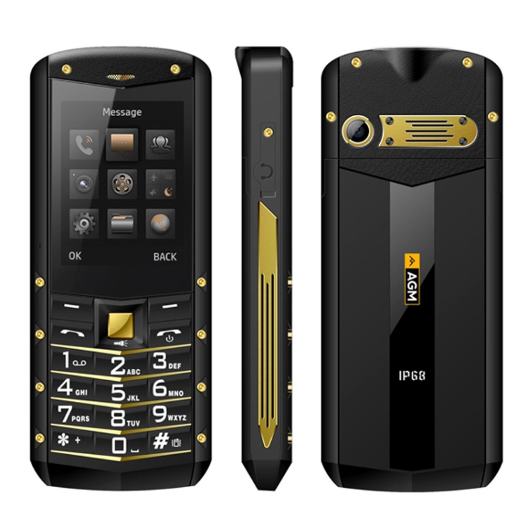 

AGM M2 Triple Proofing Phone, Without Russian, IP68 Waterproof Dustproof Shockproof, 2.4 inch, SC6531DA, Network: 2G, 21 Keys, Dual SIM, FM, TF(Gold)
