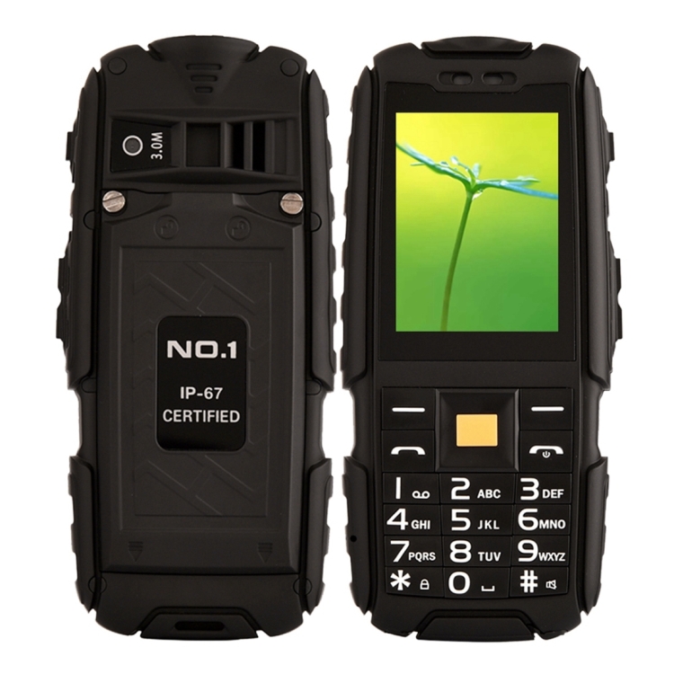 

DTNO.1 A9 Triple Proofing Phone, 4800mAh Battery, IP67 Waterproof Shockproof Dustproof, 2.4 inch, MTK6261 Chipset, 21 Keys, LED Flashlight, FM, Dual SIM(Black)