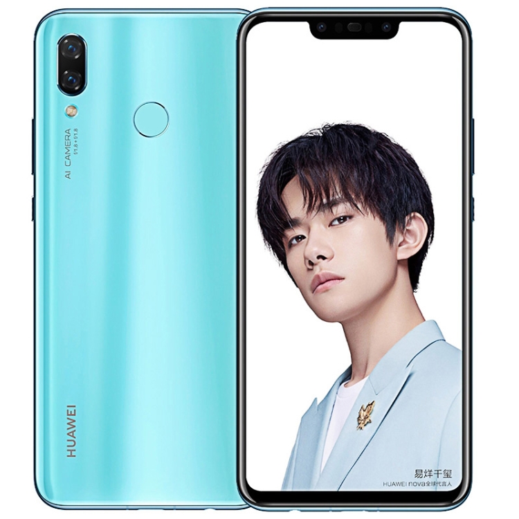 

Huawei nova 3 PAR-AL00, 6GB+128GB, China Version, Dual Back Cameras + Dual Front Cameras, Face & Fingerprint Identification, 6.3 inch Android 8.1 Kirin 970 Octa Core + Micro Nuclei i7, 4 x Cortex A53 2.36GHz + 4 x Cortex A53 1.8GHz, Network: 4G, Dual SIM(