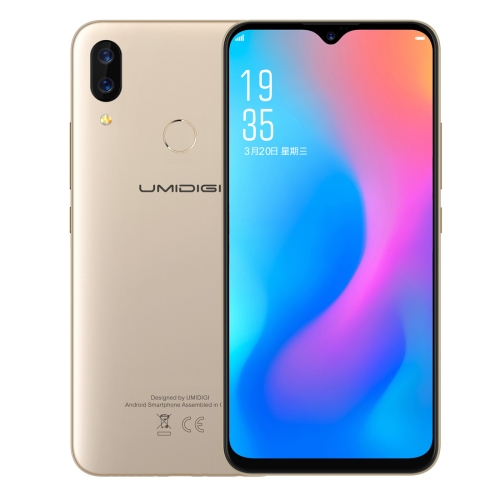 

[HK Stock] UMIDIGI Power, 4GB+64GB, Dual Back Cameras, 5150mAh Battery, Face ID & Fingerprint Identification, 6.3 inch Water-drop Full Screen Android 9.0 MTK Helio P35 Octa Core up to 2.3GHz, Network: 4G, OTG, NFC, Dual SIM (Gold)