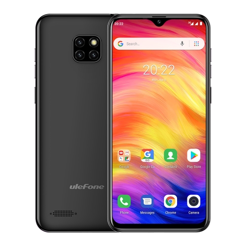 [HK Stock] Ulefone Note 7, 1GB+16GB, Triple Back Cameras, Face ID Identification, 6.1 inch Android 8.1 GO MTK6580A Quad-core 32-bit up to 1.3GHz, Network: 3G, Dual SIM(Black)
