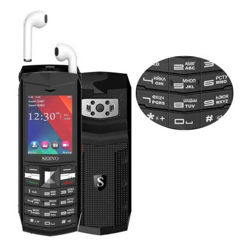 

SERVO R26 TWS Bluetooth Mobile Phone, Russian Keyboard, 3000mAh Battery, 2.4 inch, 23 Keys, Support Bluetooth, FM, Flashlight, MP3 / MP4, GSM, Dual SIM, with TWS Bluetooth Headsets(Black)