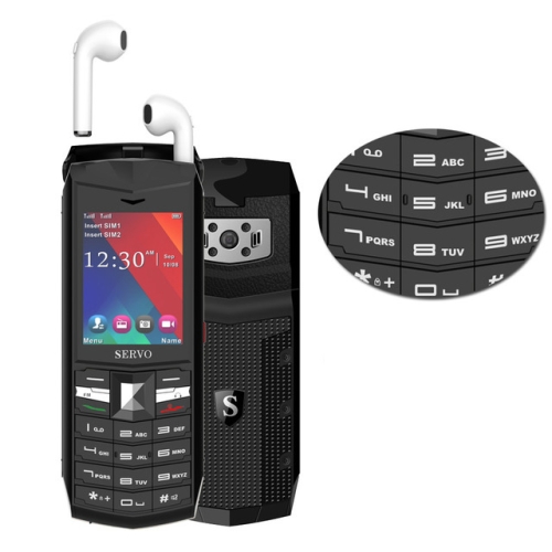 

SERVO R26 TWS Bluetooth Mobile Phone, English Keyboard, 3000mAh Battery, 2.4 inch, 23 Keys, Support Bluetooth, FM, Flashlight, MP3 / MP4, GSM, Dual SIM, with TWS Bluetooth Headsets(Black)