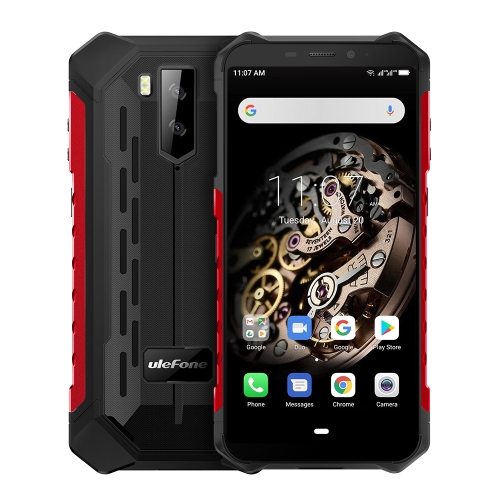 [HK Stock] Ulefone Armor X5 Rugged Phone, 3GB+32GB, IP68/IP69K Waterproof Dustproof Shockproof, Dual Back Cameras, Face Identification, 5000mAh Battery, 5.5 inch Android 9.0 MTK6763 Octa Core 64-bit up to 2.0GHz, OTG, NFC, Network: 4G(Red)
