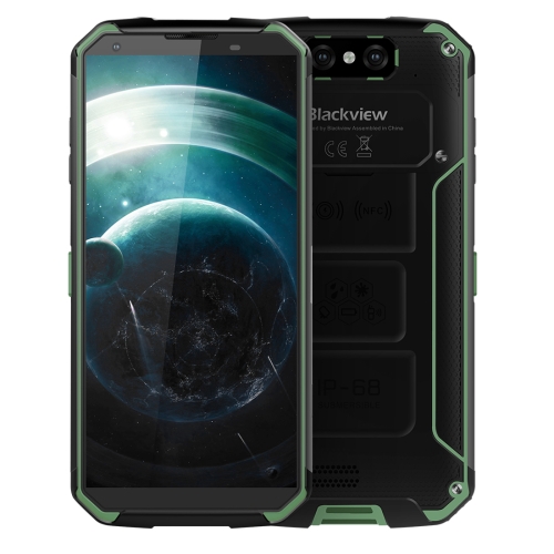 

Blackview BV9500, 4GB+64GB, IP68 Waterproof Dustproof Shockproof, Dual Back Cameras, 10000mAh Battery, Face ID & Fingerprint Identification, 5.7 inch Android 8.1 Helio P23 (MTK6763) Octa Core up to 2.5GHz, NFC, Wireless Charge, Network: 4G(Green)
