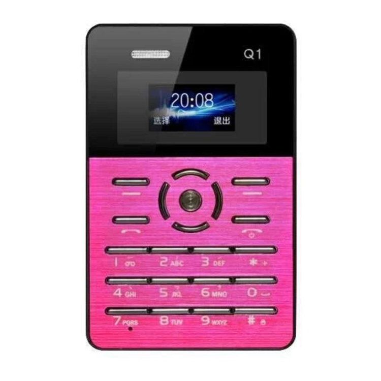 

AEKU Qmart Q1 Card Mobile Phone, Network: 2G, Low Radiation Healthier, 4.0mm Ultra Thin Pocket Mini Slim Card Phone, 1.0 inch, GPRS, BT, FM, Alarm(Magenta)