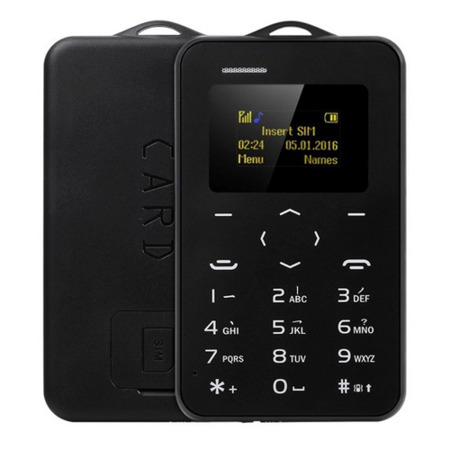 

AEKU C6 Card Mobile Phone, Network: 2G, 4.8mm Ultra Thin Pocket Mini Slim Card Phone, 0.96 inch, QWERTY Keyboard, BT, Calendar, Calculator, Alarm(Black)