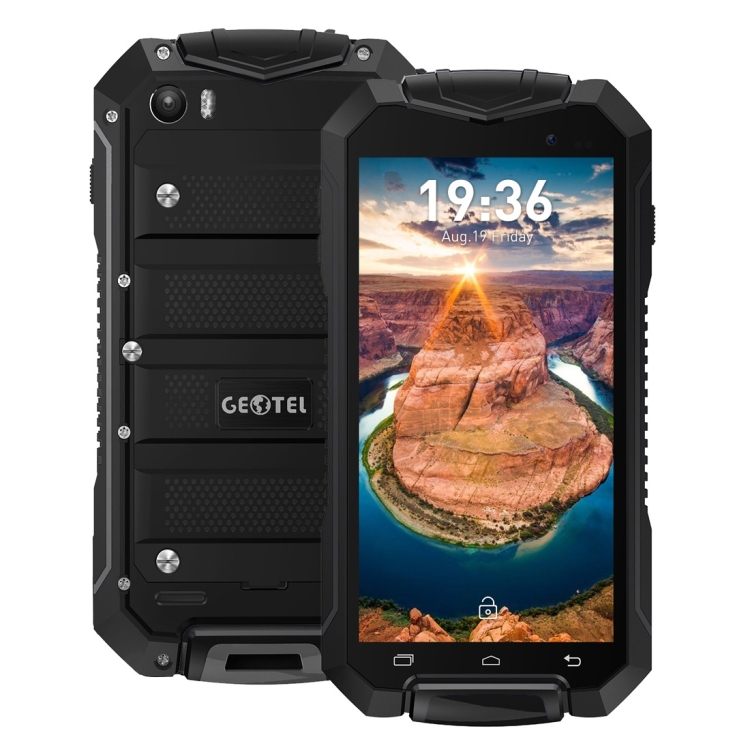 

Geotel A1 Triple Proofing Phone, 1GB+8GB, Waterproof Dustproof Shockproof, 4.5 inch Android 7.0 MTK6580M Quad Core, Network: 3G, GPS, BT, WiFi, FM, Dual SIM(Black)