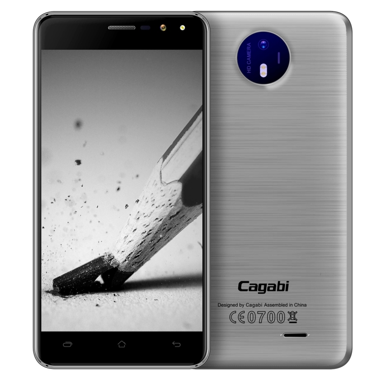

Cagabi ONE, 1GB+8GB, 5.0 inch 2.5D Android 6.0 MTK6580A Quad Core up to 1.3GHz, Network: 3G, OTA, GPS, FM, BT, WiFi(Silver)