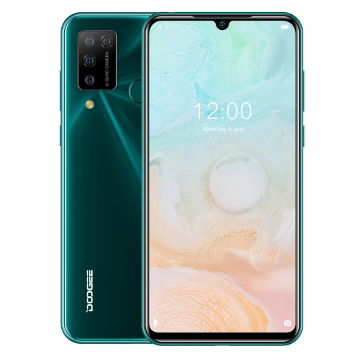 

[HK Warehouse] DOOGEE N20 Pro, 6GB+128GB, Quad Back Cameras, Fingerprint Identification, 4400mAh Battery, 6.3 inch Waterdrop Notch Screen Android 10.0 MTK6771V/CA Helio P60 Octa Core up to 2.0GHz, Network: 4G, Dual SIM(Green)