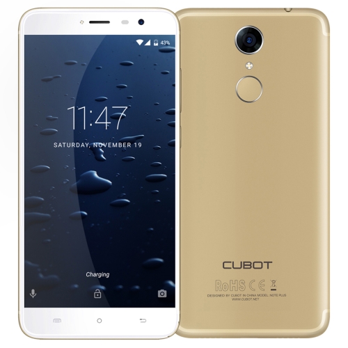 

[HK Stock] CUBOT Note Plus, 3GB+32GB, Fingerprint Identification, 5.2 inch Android 7.0 MTK6737T Quad-Core up to 1.5GHz, Network: 4G, Dual SIM(Gold)
