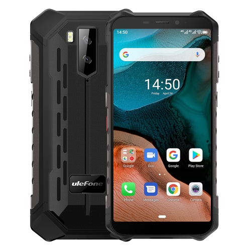 

[HK Warehouse] Ulefone Armor X5 Rugged Phone, 3GB+32GB, IP68/IP69K Waterproof Dustproof Shockproof, Dual Back Cameras, Face Identification, 5000mAh Battery, 5.5 inch Android 10.0 MTK6762 Octa Core 64-bit up to 1.8GHz, OTG, NFC, Network: 4G(Black)