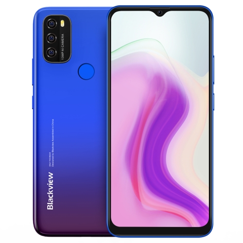 [HK Warehouse] Blackview A70, 3GB+32GB, Face ID & Fingerprint Identification, 5380mAh Battery, 6.517 inch Android 11 SC9863A Octa Core up to 1.6GHz, Network: 4G, Dual SIM(Blue)