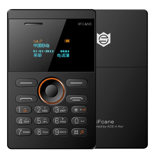 

iFcane E1 Card Mobile Phone, 0.96 inch Screen, 21 Keys, Touch Sensitive Buttons, MP3, TF, FM, Bluetooth, GSM(Black)