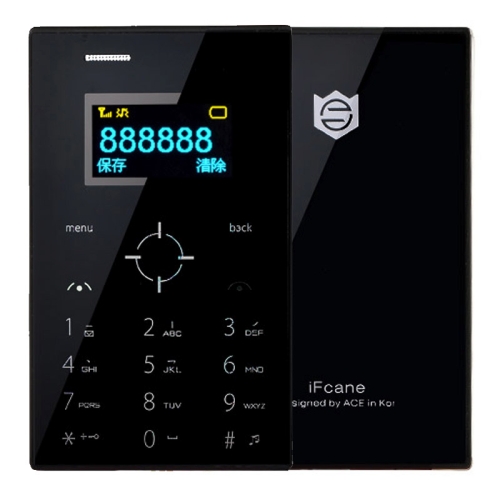 

iFcane E3 Card Mobile Phone, 0.96 inch Screen, 21 Keys, MP3, TF, FM, GSM(Black)
