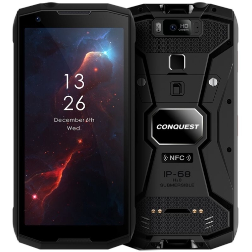 

Conquest S12 Pro Rugged Phone, 6GB+128GB, Walkie Talkie Function, 8000mAh Battery, IP68 Waterproof Dustproof Shockproof, Face ID & Fingerprint Identification, 5.99 inch Android 9.0 Helio P70 Octa Core up to 2.5GHz, Network: 4G, NFC, OTG, PTT, POC(Black)