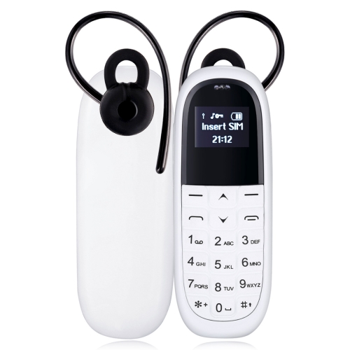 

AIEK KK1 Mini Mobile Phone, English Keyboard, Hands Free Bluetooth Dialer Headphone, MTK6261DA, Anti-Lost, Single SIM, Network: 2G(White)