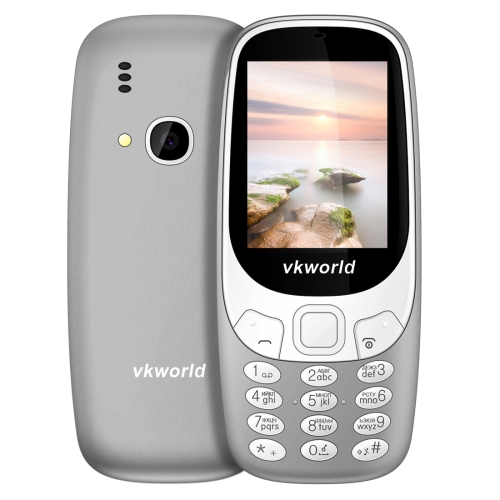 

VKworld Z3310 Feature Phone, 2.4 inch 3D Screen, 1450mAh Battery, Class K Amplifier, Dual SIM, FM, Torch, Bluetooth, Russian Keyboard(Grey)