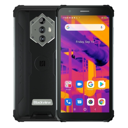 [HK Warehouse] Blackview BV6600 Pro Thermal Rugged Phone, 4GB+64GB, Dual Back Cameras, IP68/IP69K/MIL-STD-810G Waterproof Dustproof Shockproof, 8580mAh Battery, 5.7 inch Android 11.0 MTK6765V/CA Helio P35 Octa Core up to 2.3GHz, OTG, NFC,Network: 4G(Black