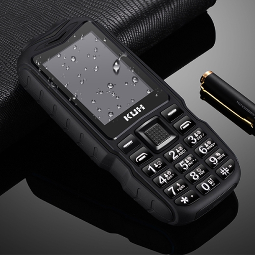KUH T3 Rugged Phone, Waterproof Dustproof Shockproof, MTK6261DA, 2400mAh Battery, 2.4 inch, Dual SIM(Black)
