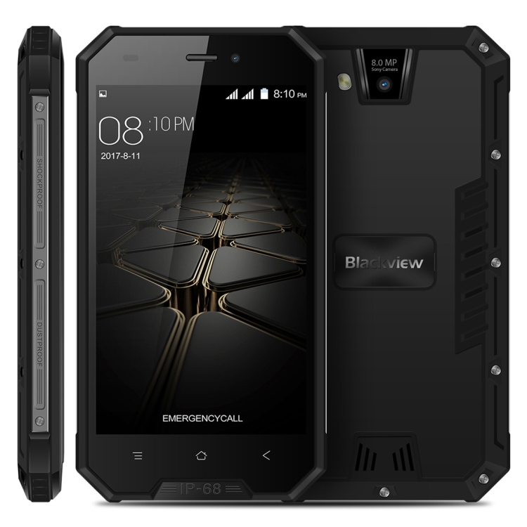 

[HK Stock] Blackview BV4000 Pro Triple Proofing Phone, 2GB+16GB, IP68 Waterproof Dustproof Shockproof, 4.7 inch Android 7.0 MTK6580A Quad Core up to 1.3GHz, Network: 3G, Dual SIM(Black)