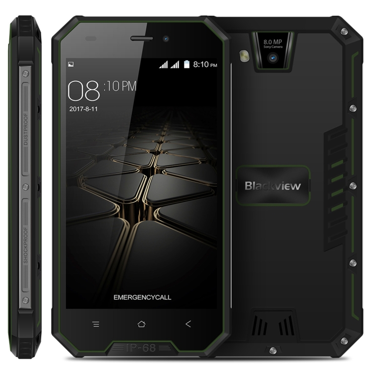 

[HK Stock] Blackview BV4000 Pro Triple Proofing Phone, 2GB+16GB, IP68 Waterproof Dustproof Shockproof, 4.7 inch Android 7.0 MTK6580A Quad Core up to 1.3GHz, Network: 3G, Dual SIM(Green)