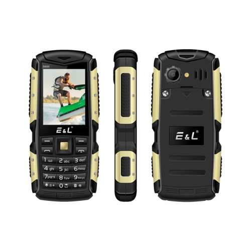

E&L S600 Triple Proofing Phone, IP68 Waterproof Dustproof Shockproof, 2.4 inch, SC6531D 234MHz, Bluetooth, FM, Dual SIM, MIL-STD-810G Certified(Gold)