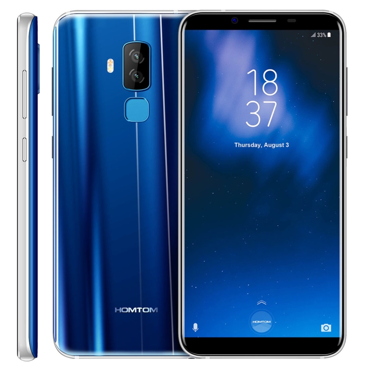 

[HK Stock] HOMTOM S8, 4GB+64GB, Dual Back Cameras, Fingerprint Identification, 5.7 inch 2.5D Android 7.0 MTK6750T Octa Core up to 1.5GHz, Network: 4G, Dual SIM, OTG, WiFi, OTA, GPS(Blue)