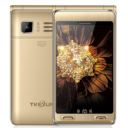 

TKEXUN G10 Plus Flip Phone, Dual Screen, 3.5 inch, 7500mAh Battery, MTK6253, Support TV, FM, MP3, SOS, GSM(Gold)