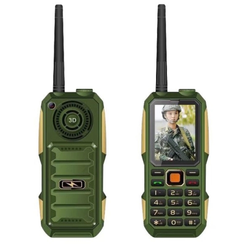 

007W Walkie Talkie Mobile Phone, Waterproof Dustproof Shockproof, 3500mAh Battery, 2.6 inch, MTK6261DA, 21 Keys, Network: 2G, Bluetooth, SOS, Tachograph(Army Green)